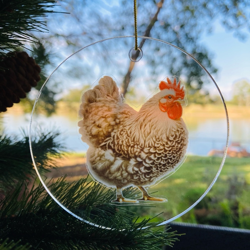 Chicken Holiday Christmas Ornament farm bird lover acrylic